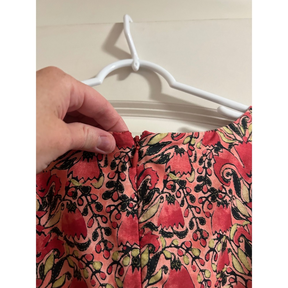 Peruvian Connection Pink Orange Floral Pima Cotton Sheath Dress Size 6 - Picture 4 of 8